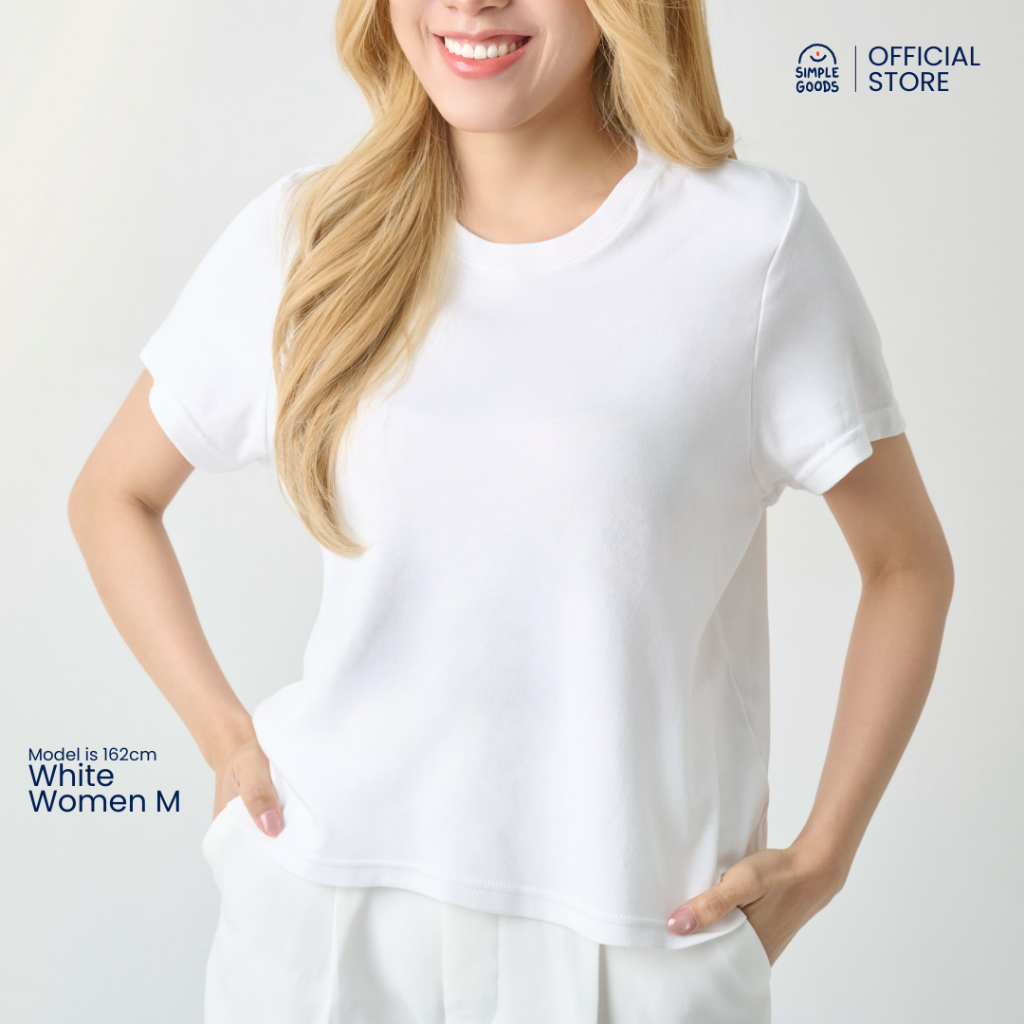 SIMPLEGOODS เสื้อยืดผู้หญิงสีส้ม คอตตอน 100% ผ้านุ่มเบาเหมือนไม่ได้ใส่ ด้วยนวัตกรรม Lighthweighty