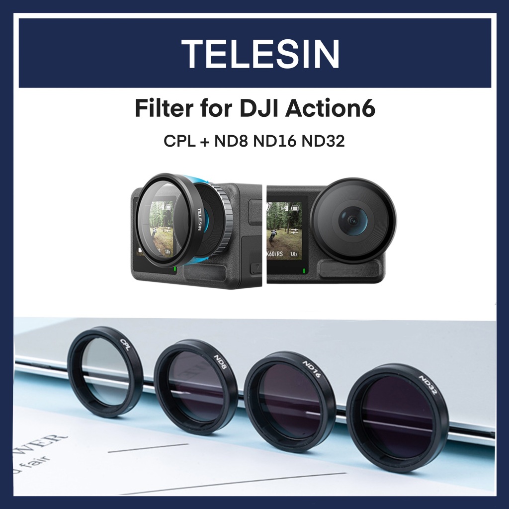 Telesin ฟิลเตอร์ DJI Osmo Action 6 Filter Kit CPL+ND8/16/32 ชุด CPL ND8 ND16 ND32  ND 8 16 32