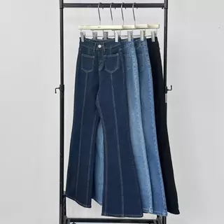 Atipashop - Prestige Flare Cut Jeans (#A9003) | กางเกงยีนส์ขายาวทรงขาม้า ผ้ายืด ทรงสวย