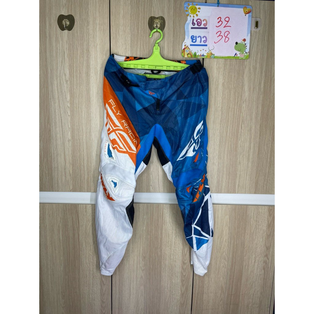 กางเกงวิบาก Fly racing kinetic น้ำเงิน ขาว ส้ม เอว 32 นิ้ว