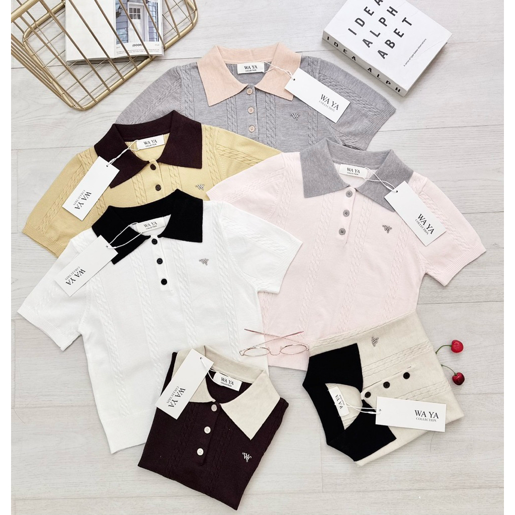 WA YA เสื้อไหมพรมคอปกโปโล