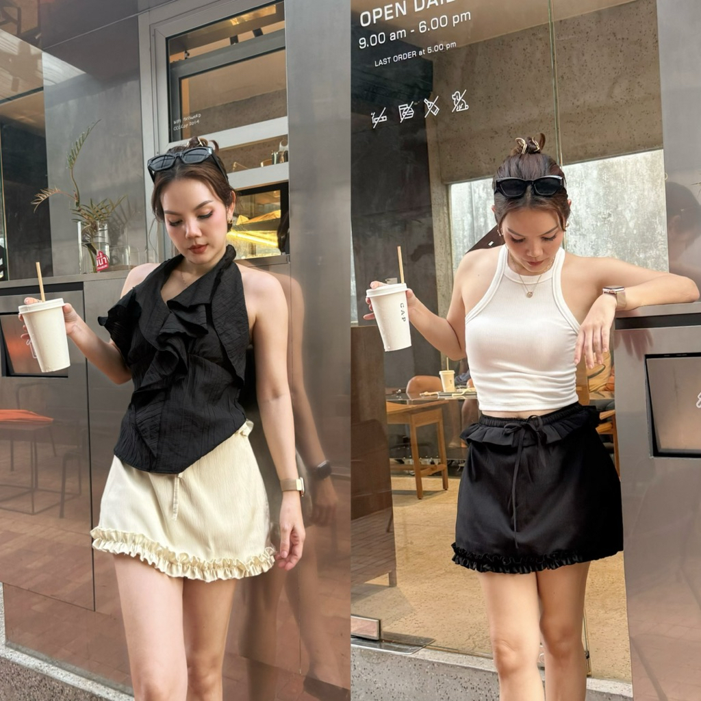 Amanda skirt กระโปรงสั้น มีกางเกงด้านใน ระบายรอบตัว
