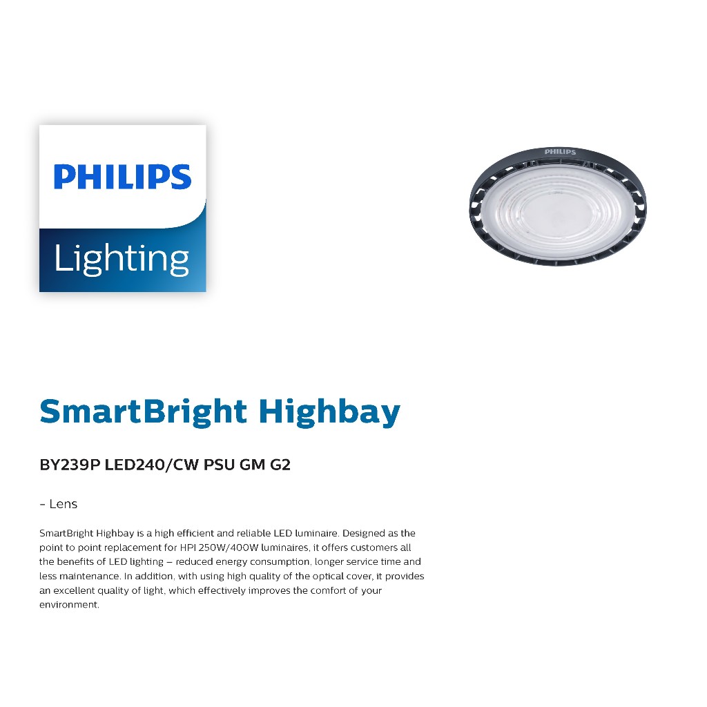 (มีจำนวนจำกัด) PHILIPS High bay BY239P LED 200W-24,000 lumen 6500K แสงขาว