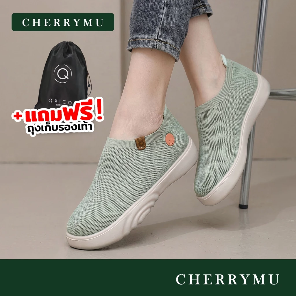 CHERRYMU รุ่น QZ210 รองเท้าผ้าใบสลิปออนเพื่อสุขภาพ มาใหม่ สวย นุ่ม เบา สบายสุด