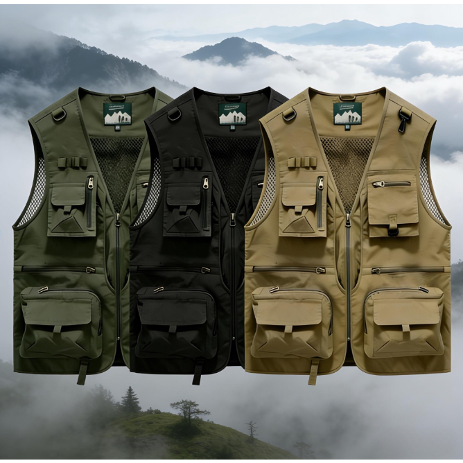 เสื้อกล้ามแขนกุด ซิปหน้า ระบายอากาศดี สำหรับเดินป่า ตั้งแคมป์ กลางแจ้ง ชายหญิง 🚚สินค้าพร้อมส่ง