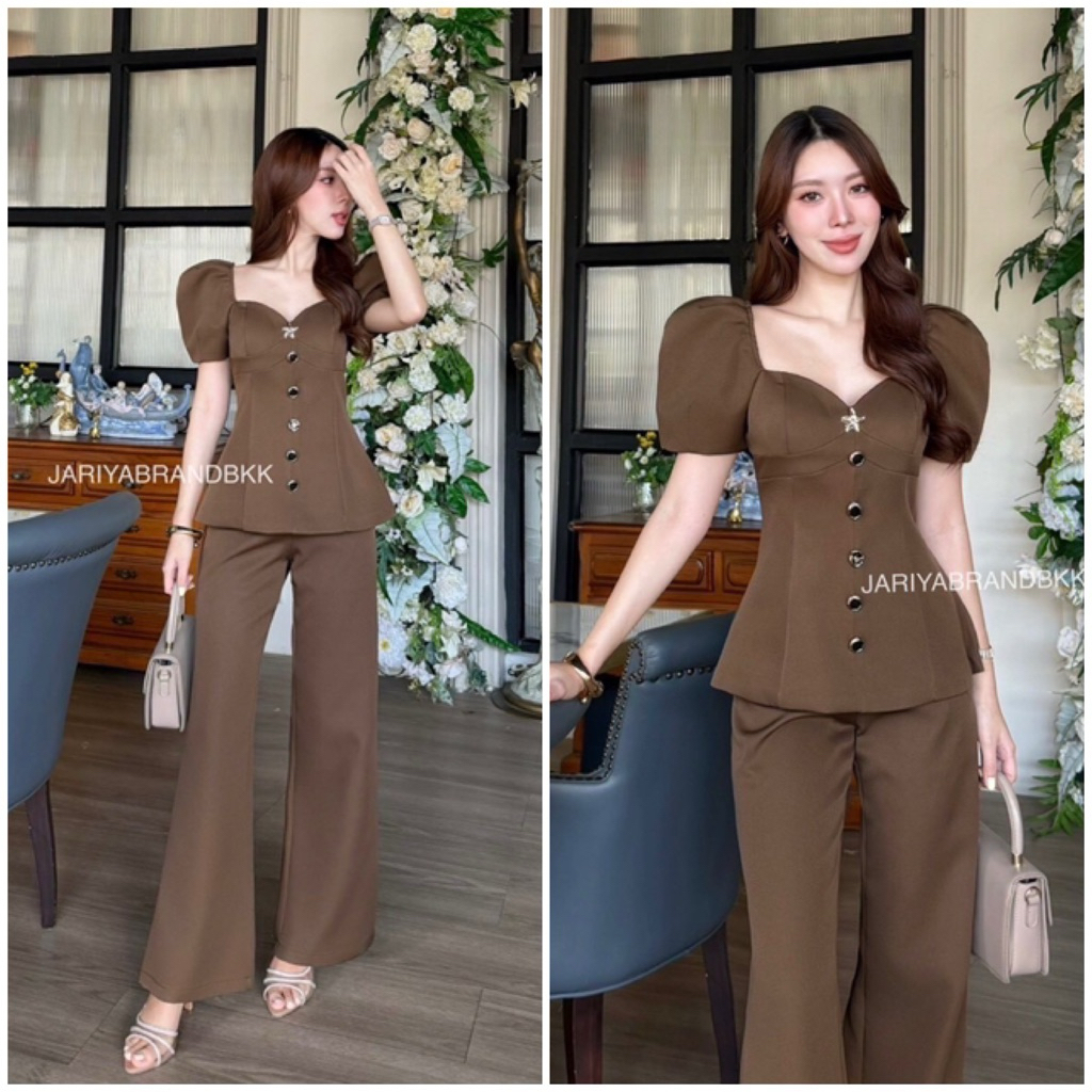 (S)งานเซต เสื้อ+กางเกงขายาว size s ป้าย jariya