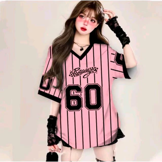 เสื้อทรงสเก็ตผู้หญิง oversize เสื้อผ้าสาวอวบคนอ้วนไซส์ใหญ่ เสื้อโอเวอร์ไซส์บาสเท่ๆ วินเทจ กีฬาลําลองทรงหลวมสไตล์เกาหลี