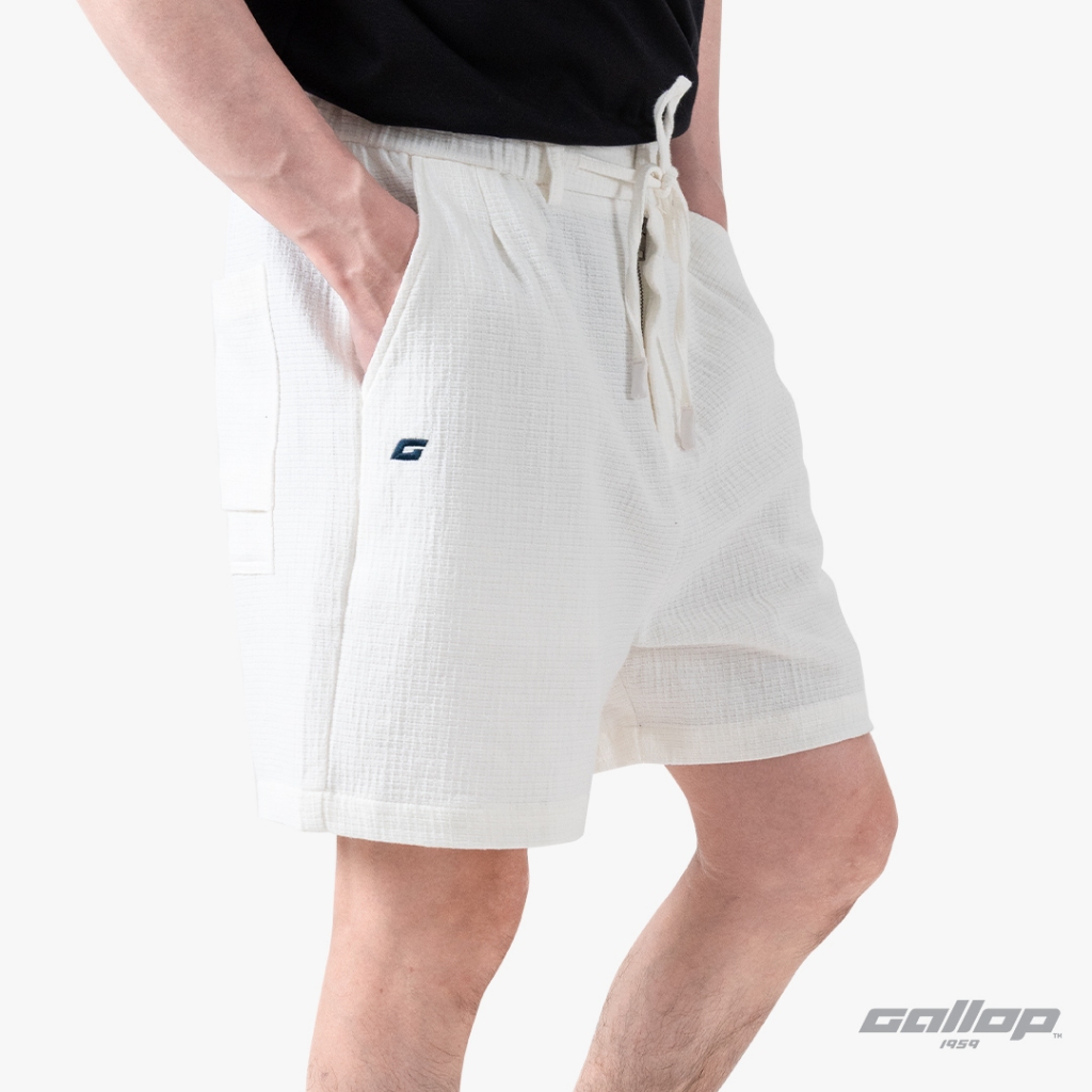 GALLOP : COTTON LINEN CASUAL SHORTS กางเกงขาสั้นเอวยางยืด รุ่น GS9031 มี 2 สี Khaki -กากี,White - ไวท์ / ราคาปกติ 1490