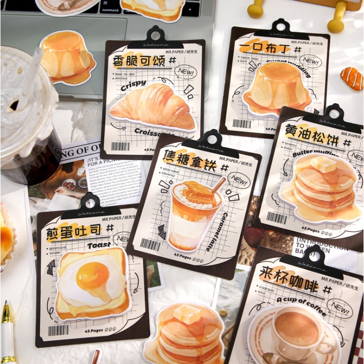 กระดาษโน๊ต Sticky Note รูปอาหารน่ากิน ขนม เครื่องดื่ม เขียนไปหิวไป มีให้เลือกหลายแบบ [พร้อมส่ง]