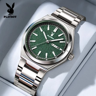 PLAYBOY ผู้ชาย นาฬิกา watch 100% ของแท้ แฟชั่น เทรนด์ สีเขียว หน้าปัดที่มีพื้นผิว 3110