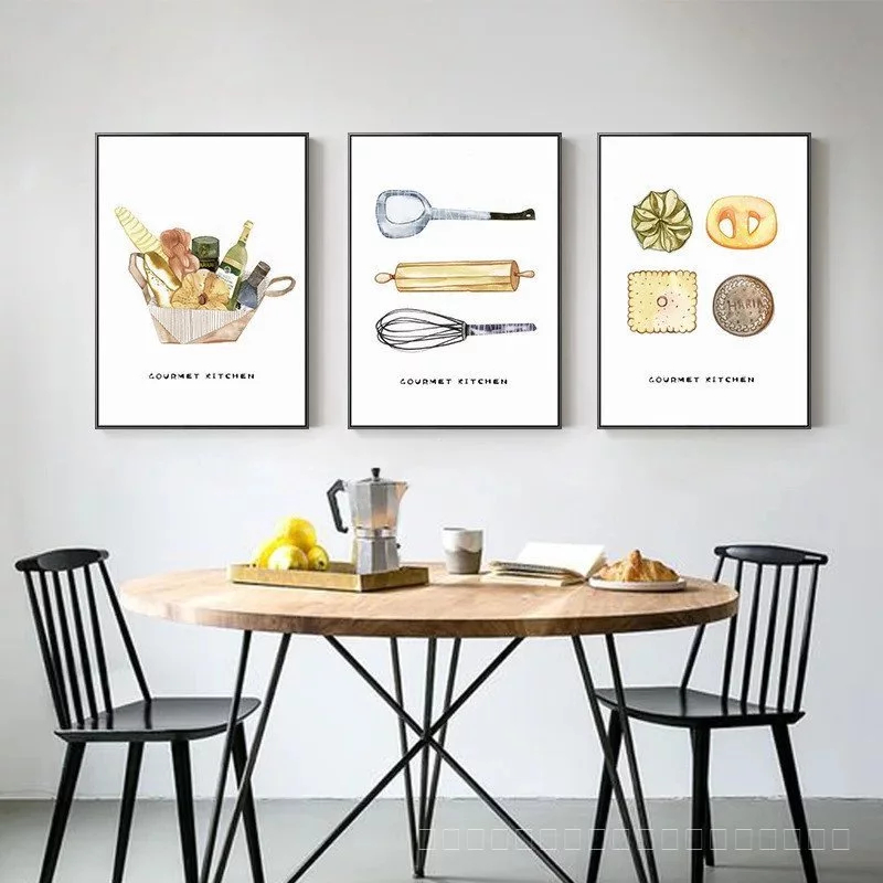 (พร้อมส่งจากไทย ภาพรวมกรอบ)ภาพเบเกอรี่ ห้องครัว ขนมปัง Nordic Diningroom Livingroom Home Decor