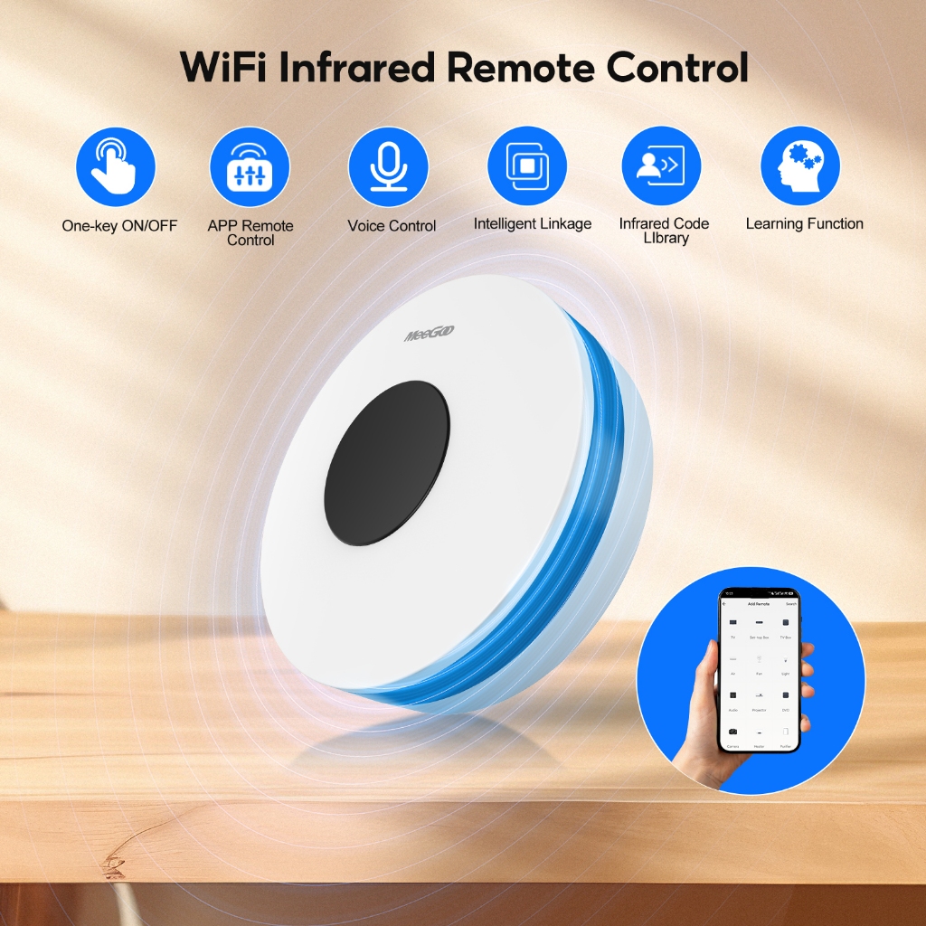 MeeGoo Tuya WIFI สมาร์ท IR รีโมทคอนโทรล Universal ตัวควบคุมอินฟราเรดสำหรับเครื่องปรับอากาศทีวี Light – โปรปัง