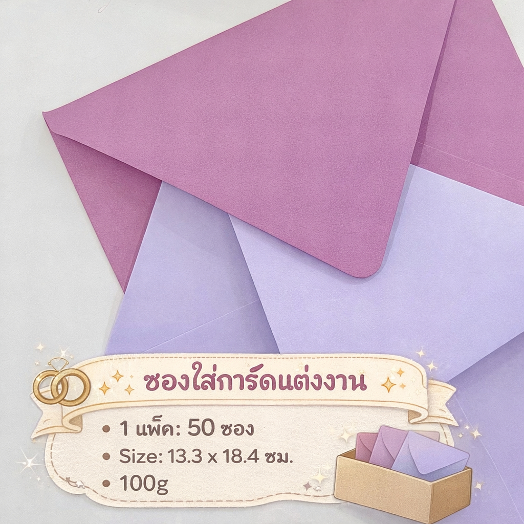 ซองงานแต่ง ซองเบอร์ 9 (4x9 นิ้ว) ซองการ์ดแต่งงาน สีพาสเทล ยุโรป (50ชอง/1แพค) Envelope
