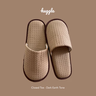 Earth Tone รองเท้าสลิปเปอร์เกรดโรงแรม หัวปิดและหัวเปิด รองเท้าใส่เดินในบ้าน ผ้าวาฟเฟิลทอบาง ฟองน้ำหนานุ่มพิเศษ