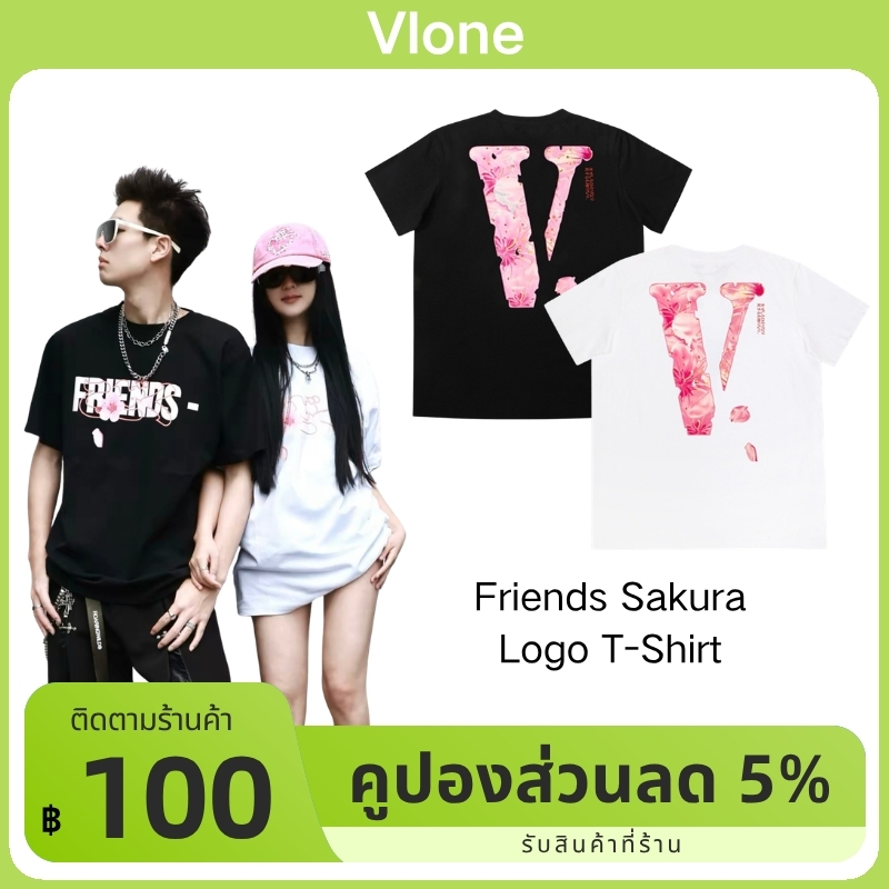 ของแท้ 💯⚡️ Vlone Friends Sakura Logo T-Shirt  (ของแท้)