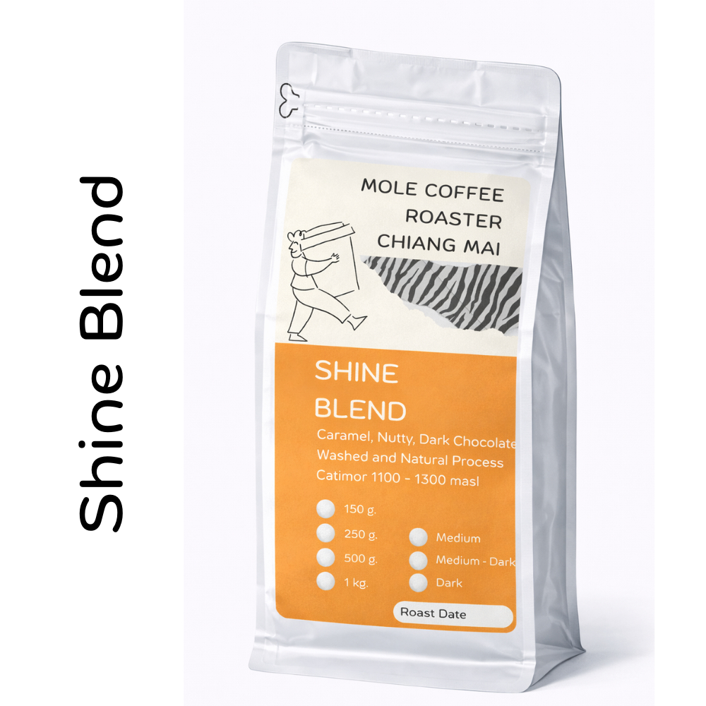 เมล็ดกาแฟคั่ว Shine Blend บราซิล เบลนลาว บดฟรี คั่วใหม่ทุกออร์เดอร์