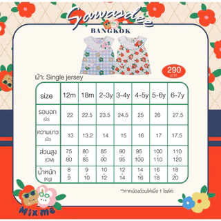 Mix Me เสื้อปกฉลุ กางเกงเลคกิ้ง ลายดอกไม้ ผ้า Single jersey Cotton เด็กหญิง อายุ 1-7ปี เสื้อผ้าเด็ก รุ่น 500491/500483