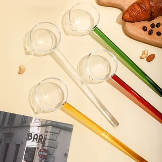 ช้อนแก้ว มีปากเท สำหรับตักกาแฟ ซุป น้ำผึ้ง ช้อนด้ามยาว Spoon Glass สีสันสดใส กระบวยแก้ว ทนความร้อน สไตล์เกาหลี มินิมอล