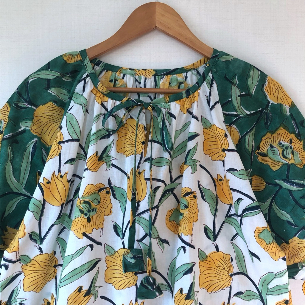 เสื้อผ้าฝ้ายอินเดียทูโทน คอกลมผูกโบ รูปที่ 6