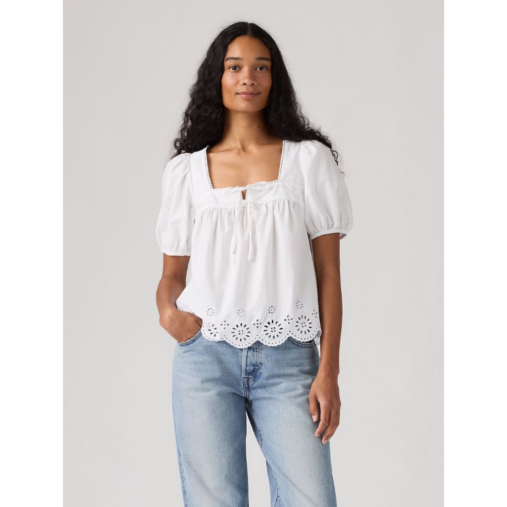 เสื้อเบลาส์ Levi's® Women's Darling Short-Sleeve Cutwork Blouse