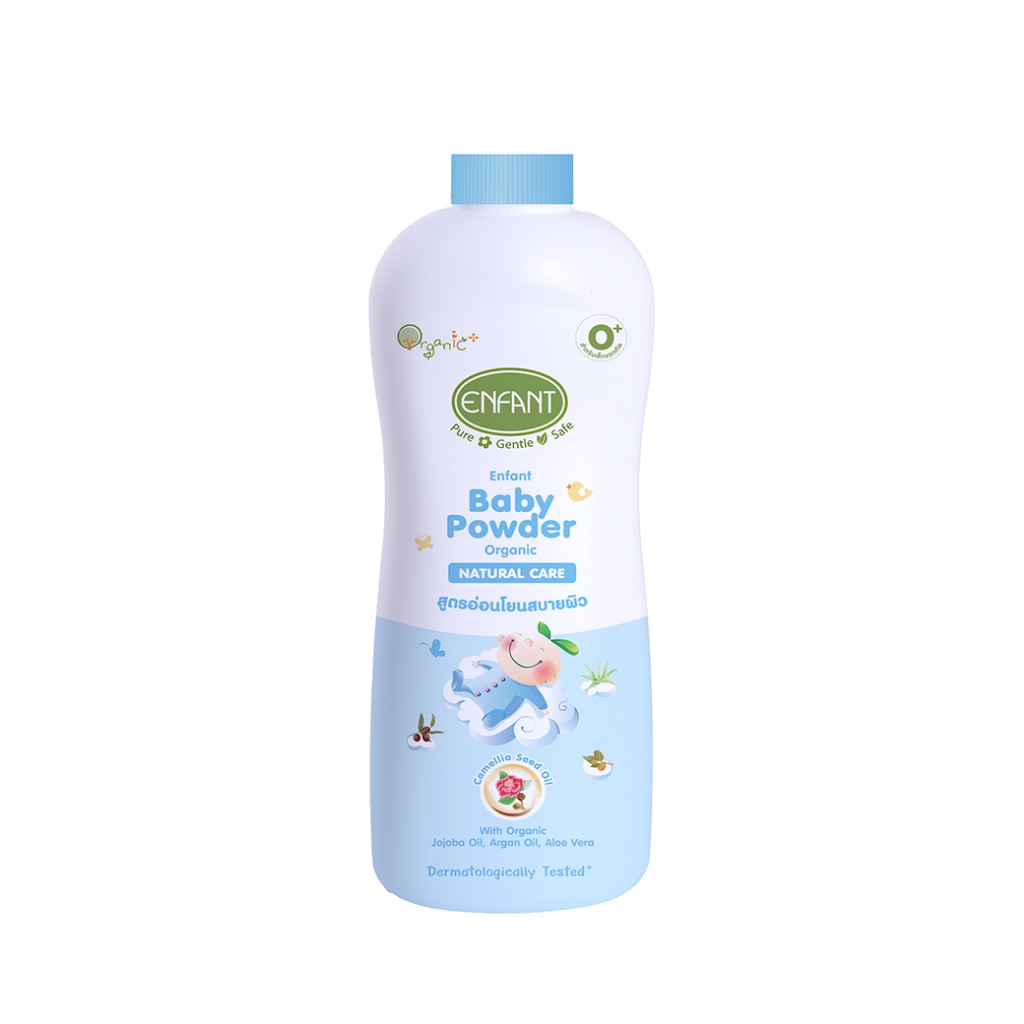 แป้ง Enfant สูตรใหม่ ENFANT BABY POWDER ORGANIC NATURAL CAREสีฟ้า350กรัม