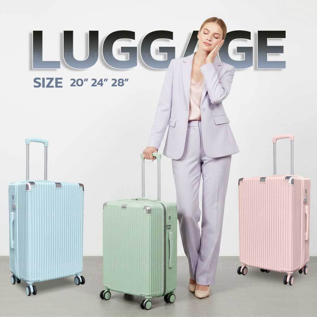 [รับประกันอะไหล่ 2 ปี] กระเป๋าเดินทางล้อลาก Traveler สีพาสเทล มีมุมกันกระแทกสองมุม