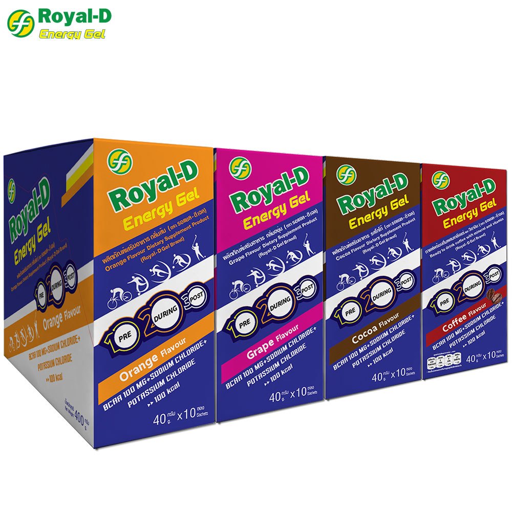 Royal-D Energy Gel รอแยล-ดี เอนเนอจี้เจล เจลให้พลังงานทันที รสส้ม องุ่น โกโก้ และกาแฟ ขนาด 40 กรัม