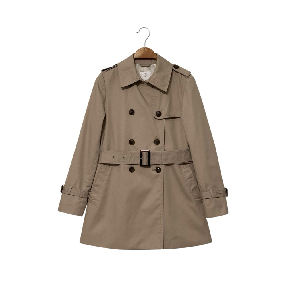 C174 เสื้อโค้ทสั้นหญิง VIS สีเบจน้ำตาลไซส์ S อกผ้า34“ยาว28”ผ้าโพลีคอตตอนผ้านุ่ม