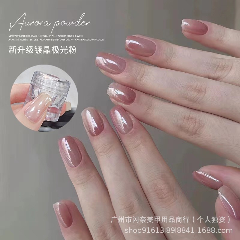 ผงขัดเล็บสีมุกกระจก เงาใสไม่ทำให้สีพื้นเพี้ยน
