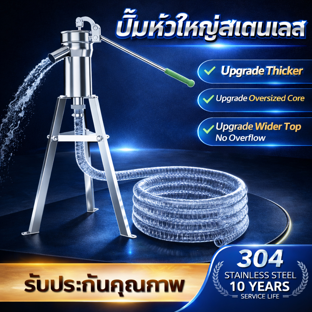 （โปรโมชั่น）Stainless Steel Manual Well Pump ปั๊มน้ำมือโยก ดูดน้ำจากบ่อบาดาล สำหรับบ้านและสวน โครงสร้างหนา แข็งแรงทนทาน