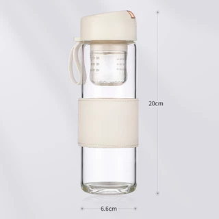แก้วชงชา กระบอกชงชา ขวดแก้วกรองชา 450ML มีตัวกรอง ป้องกันการรั่วซึมเมื่อคว่ำ รองรับความร้อนได้