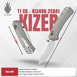 มีดพับ KIZER T1 CD | M390 | Titanium | Ki3490.2CDA1 ส่งเร็ว