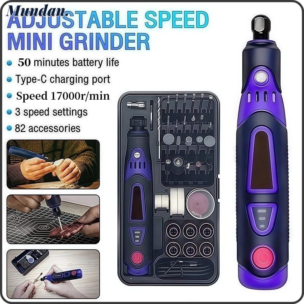 SALE💥เครื่องเจียร์ไร้สาย Mini 3.6V ปรับความเร็ว 3 ระดับ 17000RPM ชุด 82 ชิ้น สำหรับขัด แกะสลัก งาน DIY ขนาดเล็ก