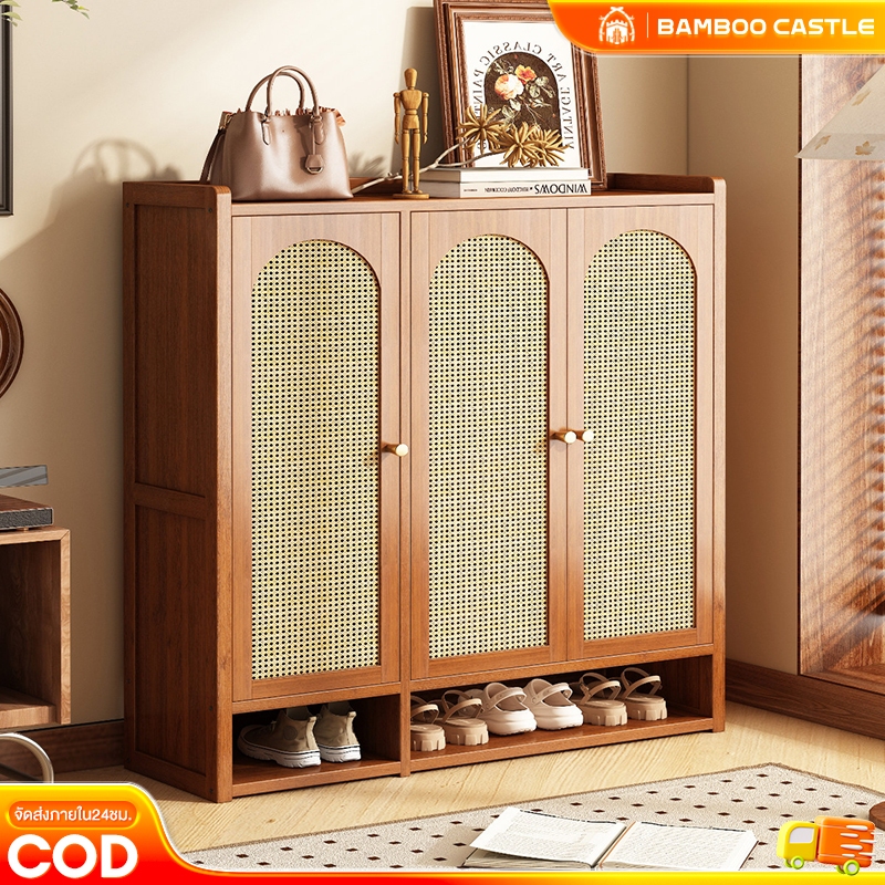 (ราคาพิเศษจากโรงงาน )ชั้นวางรองเท้า ตู้ใส่รองเท้าไม้ ตู้รองเท้านอกบ้าน กันฝุ่น กันน้ำกันแดด