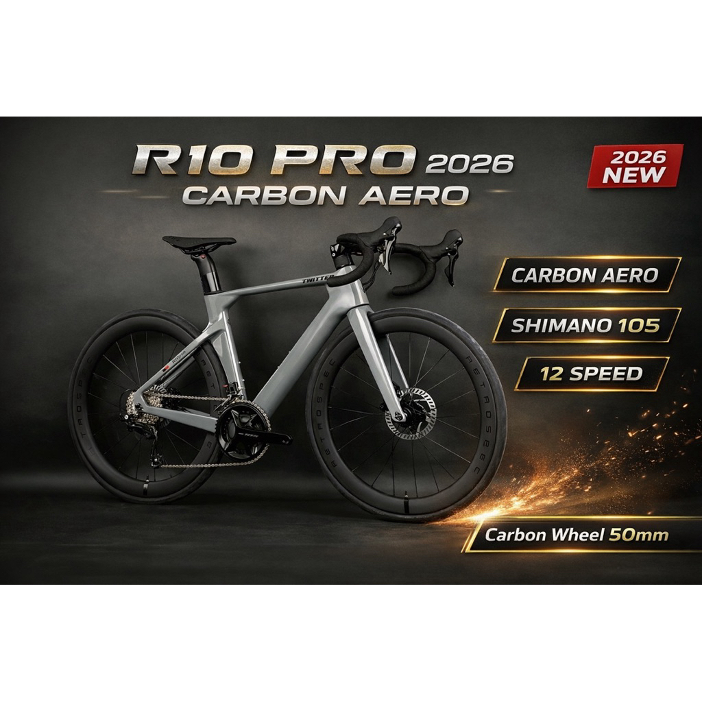 จักรยานเสือหมอบ Carbon Aero 700C TWITTER R10 PRO 2026 | Shimano 105 R7100 12 Speed | ล้อคาร์บอน 50mm