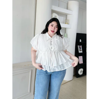 B10 เสื้อคอระบาย แขนบอลลูน สำหรับสาวอวบ *มีซับใน อก 40-50 lanastore
