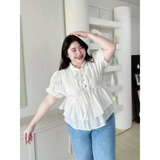 B10 เสื้อคอระบาย แขนบอลลูน สำหรับสาวอวบ *มีซับใน อก 40-50 lanastore