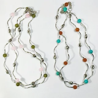 สร้อยคอลูกปัด Color Pop Curve สไตล์เกาหลี Minimal Acrylic Bead Necklace สร้อยคอแฟชั่นผู้หญิง