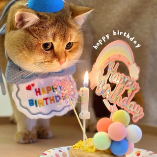 🍰🐶🐱🎂ชุดวันเกิดสัตว์เลี้ยง สำหรับสุนัขและแมว สีสันสดใส จัดส่งรวดเร็วภายในประเทศจากประเทศไทย📦