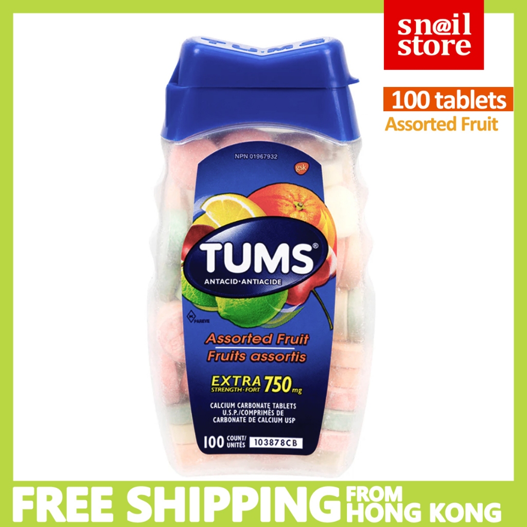 TUMS Extra Strength Calcium Carbonate （EXP 2028） 750mg (100 tablets) Assorted Fruit