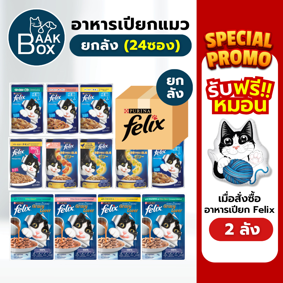 (ยกลัง) Purina Felix (24ซอง) อาหารเปียกแมว เฟลิกซ์ fs
