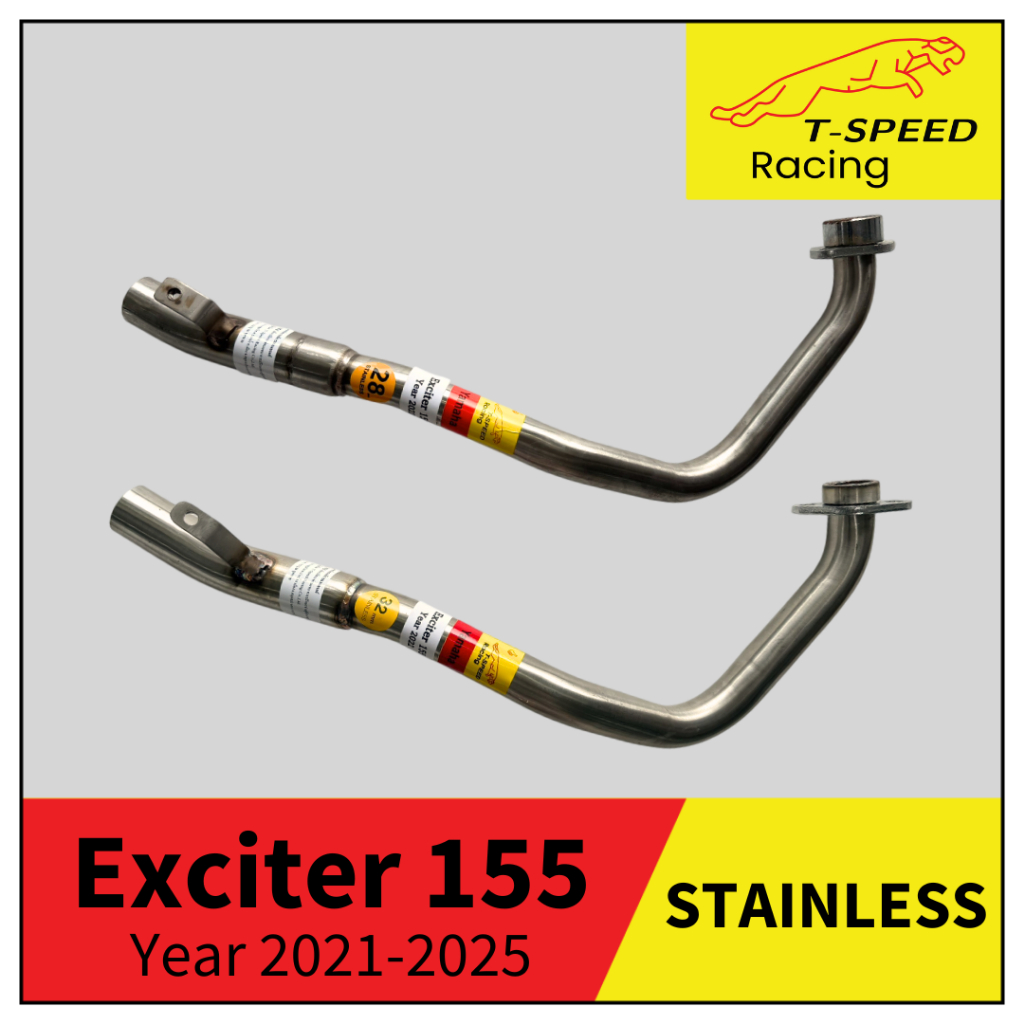 [ฟรีประเก็นปากท่อ] คอท่อ Yamaha Exciter 155 Year 2021-2025 สแตนเลส 304 Size 28-35/ 32-35 mm.