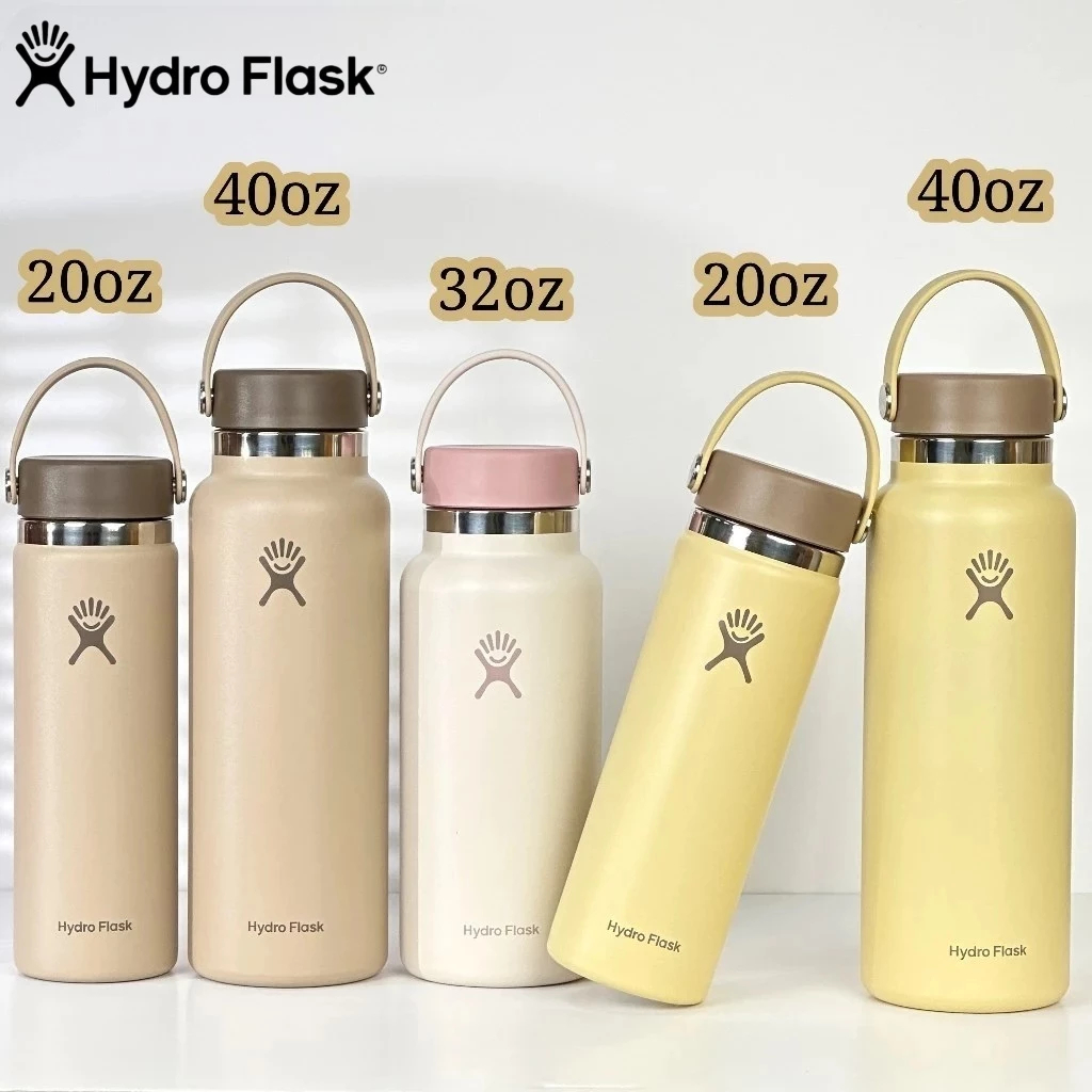 HYDRO FLASK - แก้วเก็บความเย็นเเละร้อน 20oz 32oz 40oz แก้วน้ําสูญญากาศ พกพาง่าย  ไม่รั่วซึม พร้อมหลอดดูด แตนเลส 304
