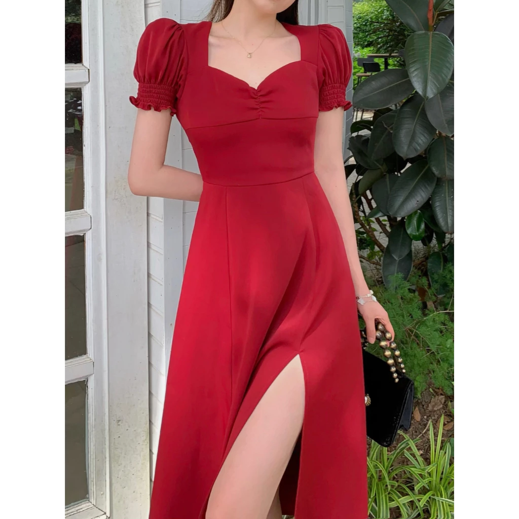 summeroutfits  foryou ผู้หญิง  เดรสสีแดง น่ารักหวานละมุน เรียบหรู satindress  viral elegantdress🌹 thumbnail 3