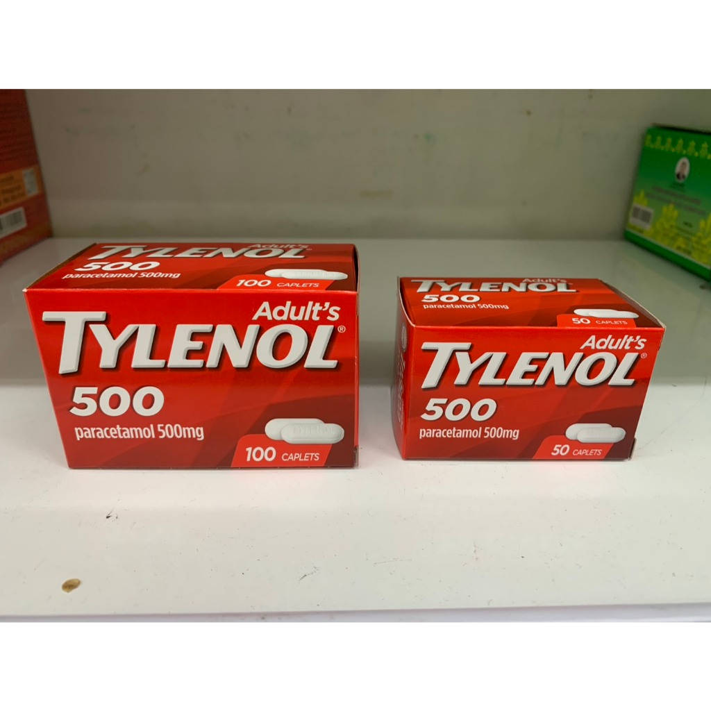 Tylenol 500 mg ยาแก้ปวด ลดไข้ พาราเซตามอล กระปุก 50เม็ด และ 100เม็ด