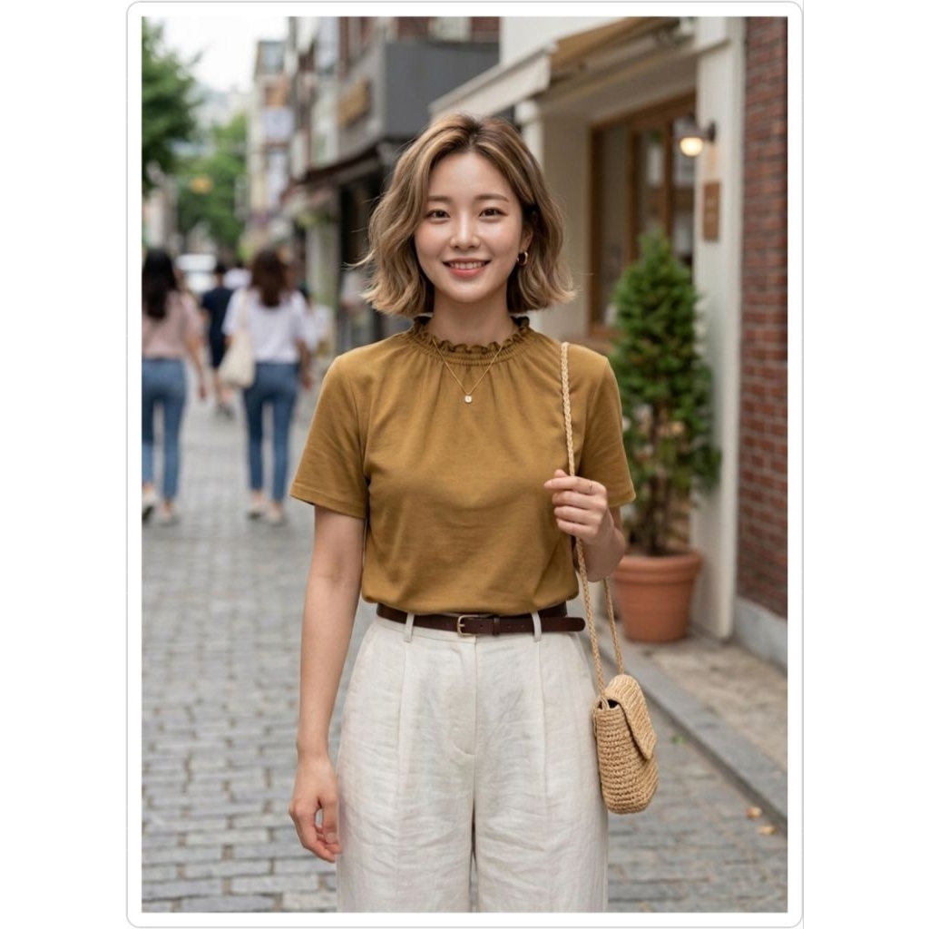 เสื้อยืดแขนล้ำ ดีเทลคอเย็บสม็อคระบาย💫💖นุ่มสบาย ใส่แล้วดูดีทุกมุม