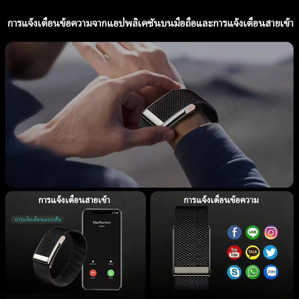 MAJDOMO LOOP Smart watch band ตรวจ ECG GPSวัดน้ำตาลไม่เจ็บตัว วัดความดันโลหิต กรดยูริก ไขมันในเลือด HRV thumbnail 10