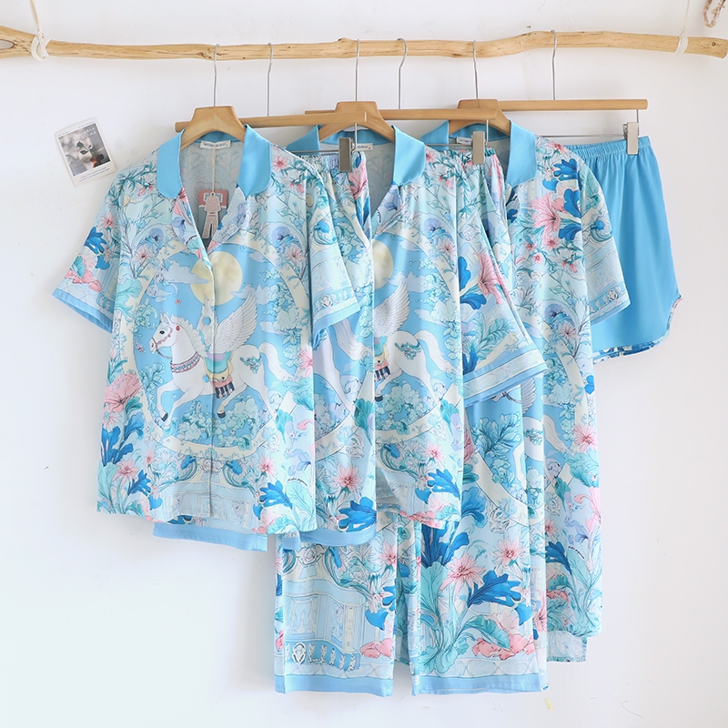 Muslin Pajamas Silk Satin รุ่น Pegasus in Bloom (V2217 L2217 K2217) | ชุดนอนผู้หญิง