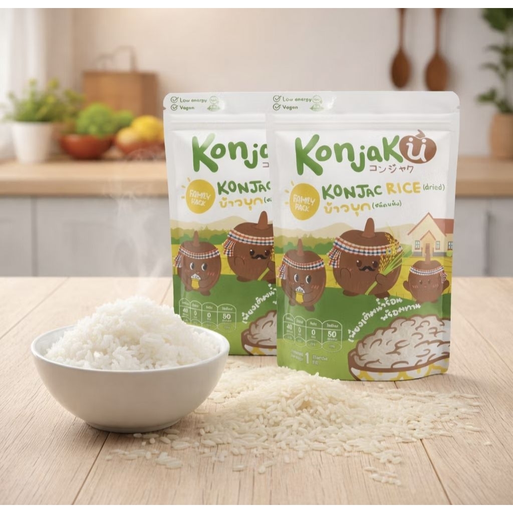 Konjaku คอนจากุข้าวบุก ชนิดแห้ง(Rice02) ขนาด1000กรัม บุกเพื่อสุขภาพ Konjас Rice