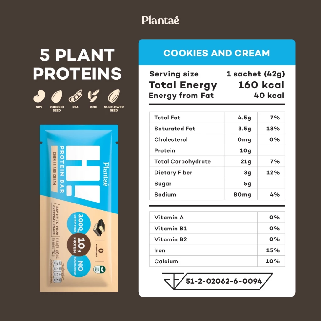 Plantae Hi Protein Bar : โปรตีนจากพืช โปรตีนบาร์ ขนมคลีน ไม่เติมน้ำตาล โปรตีนพืช plant based thumbnail 7